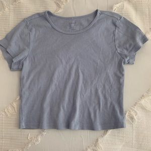 Brandy Melville Cropped Light Blue T-Shirt